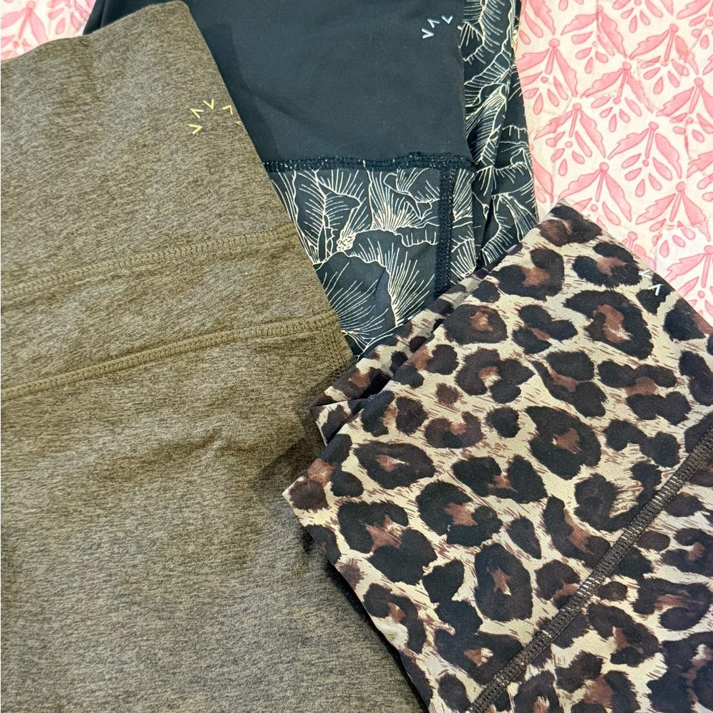Lot of 3 Varley Black, Beige, and Brown Leggings Set-XS/S